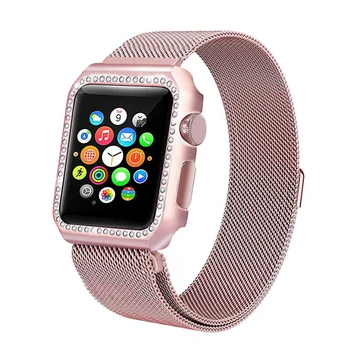 

mianese loop strap&case for apple watch band 4 44mm 40mm 42mm 38mm stainless seel belt watchband for iwatch 3/2/1 bracelet