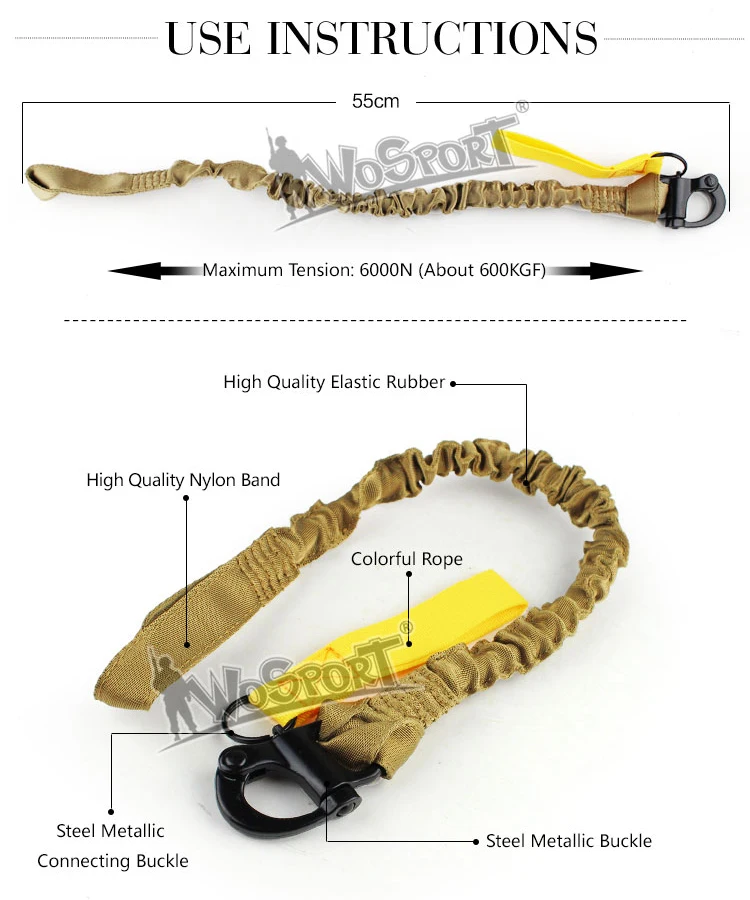 military gear airsoft accessories molle system tactical elastic safety sling Lanyard Line for climbing for hunting (21)