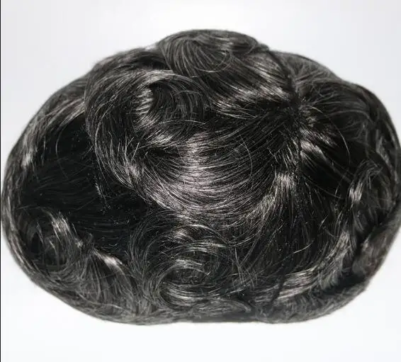 Eversilky отбеленные узлы Remy парик из натуральных волос для мужчин с мягкой тонкий супер швейцарский кружево, 1" x 8" волна волос штук - Парик Цвет: 1B40 #
