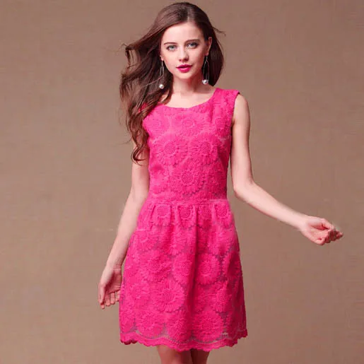 women in pink dress