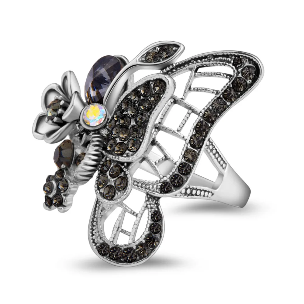 SHUYANI Jewelry Women's Fashion Gift Silver Gold Butterfly Rings For