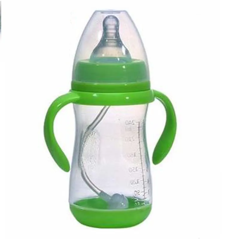 1Pcs 180/240/320mL PP Baby Feeding Bottle Safe Plastic BPA Free Anti-colic Baby Milk Bottle with Straw for Infant Feeding