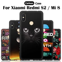 Caso Para Xiao mi mi mi 8 JURCHEN 8 Caso Silicone Suave Flor Bonito Dos Desenhos Animados Macio TPU Tampa Traseira Para xiao mi mi Vermelho 2 S2 S Casos de Telefone(China)