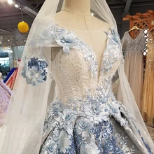 12400 синий Высокий воротник кристалл жемчуг свадебные вечерние платья Винтаж с длинными рукавами сексуальное высокого класса невесты платья