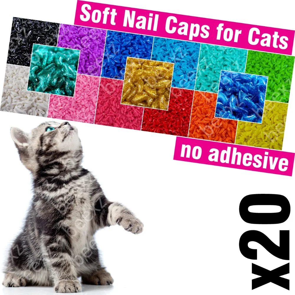 20 шт. мягкие колпачки для кошек/* XS S M L чехол кошка лапа коготь zet */|Уход за кошками|