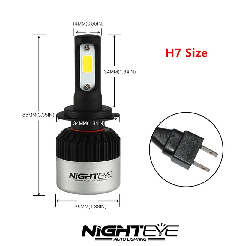 NIGHTEYE H4 LED HiLo Car Headlight Bulbs Kit 72W Set 6500K White Auto H7 Led Car Headlights Automobiles Head Lamp LED Headlight (5)