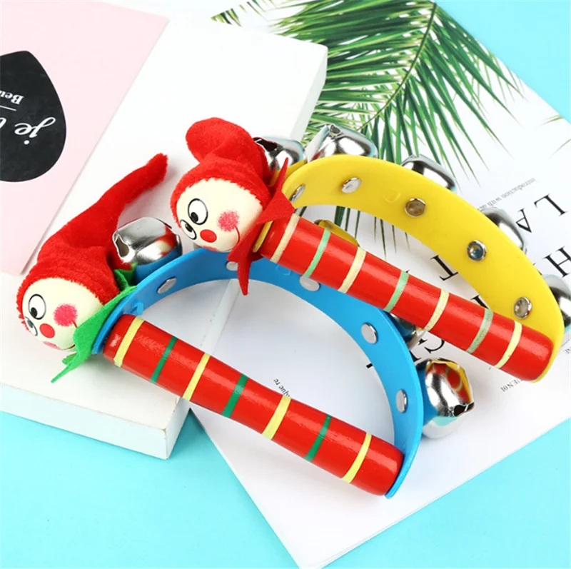 

2019 New Arrival Wooden Shaking Handbell Rattle Sound Toy Musical Instrument Gift for Baby Kid Fun Musical Toys for Children 1PC