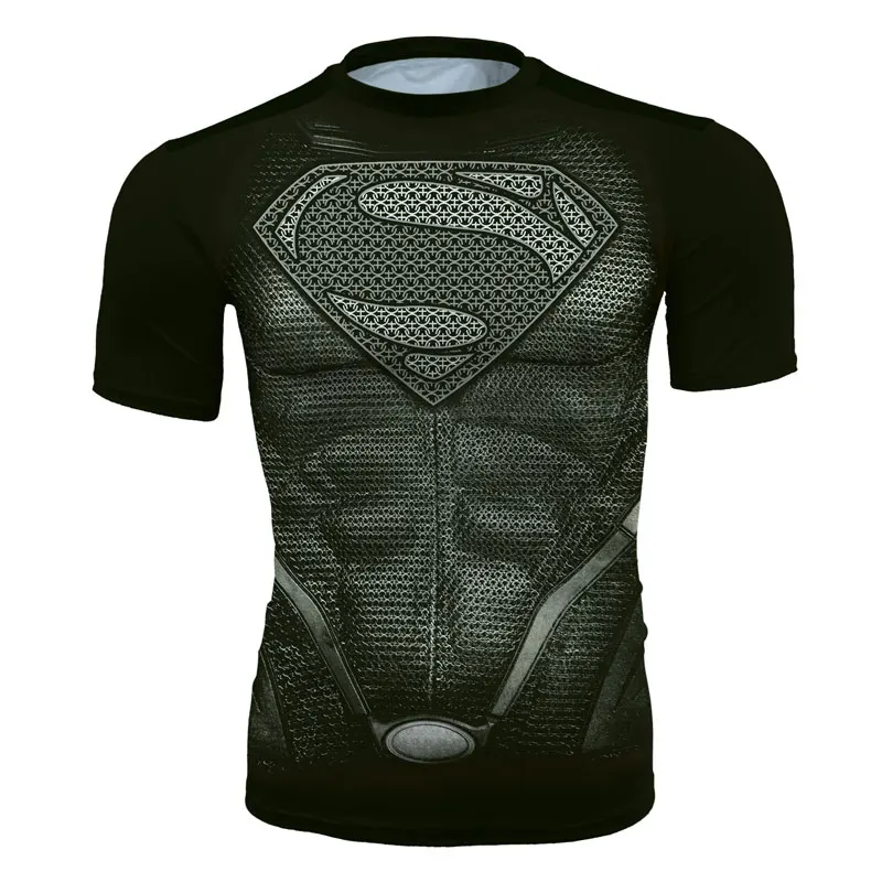 

2018 New Fitness Superman Compression Shirt Men Bodybuilding T-Shirt Crossfit Tops 3D Printed Captain America Superhero Tops