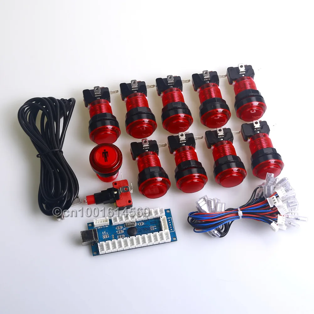 

Easyget New Arcade DIY Kits Parts Zero Delay LED USB Encoder To PC LED Joystick 10 x LED Illuminated Push Buttons For MAME Games