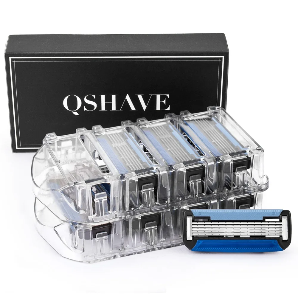 Qshave Black Spider Man Manual Shaving Razor USA Blade X5 Blade it with Trimmer Back Blade, 4 & 8 & 16 Cartridges Choice 3