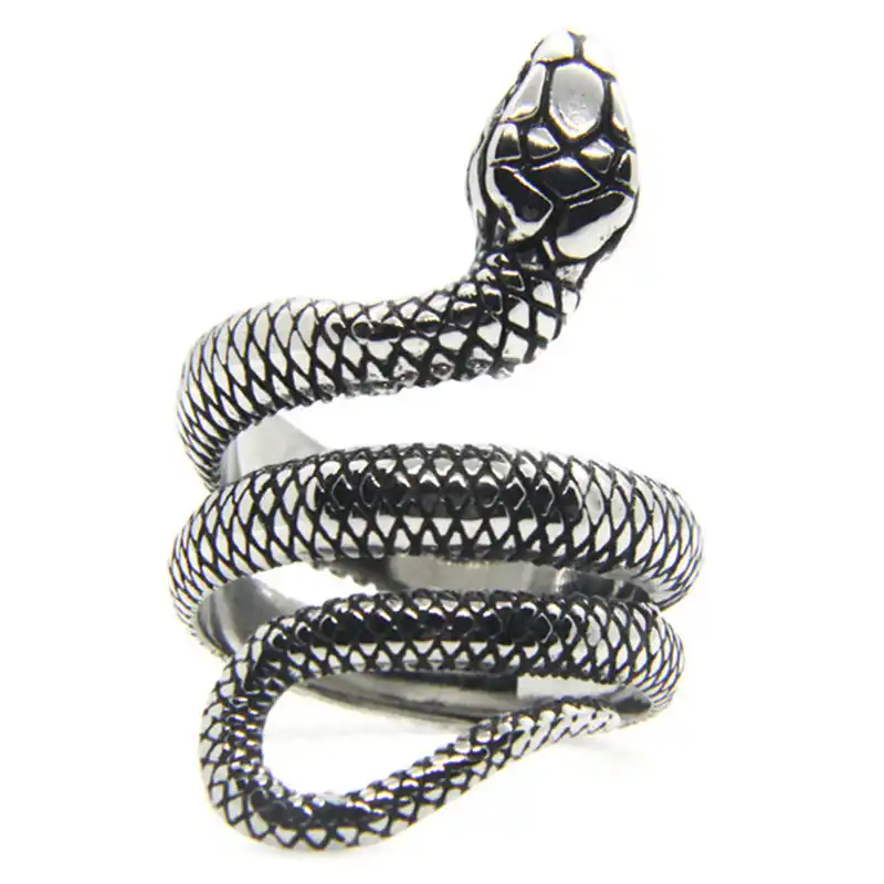Anillo de serpiente unisex s/ólido de acero inoxidable 316L con forma de serpiente estilo punk 7 tama/ños