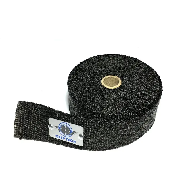 15m/50ft Exhaust Muffler Pipe Heat Resistant Black Exhaust Wrap Auto