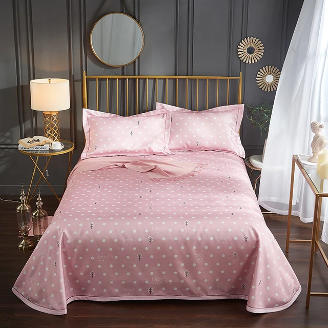 Summer Cool Fabric Sleeping Sheet 245 250cm Pink Polka Dot Blue Summer Cool Fabric Sleeping Sheet 245 250cm Pink Polka Dot Blue Plaid Flowers Bedding Contain Flat Bed Sheets With Pillowcase