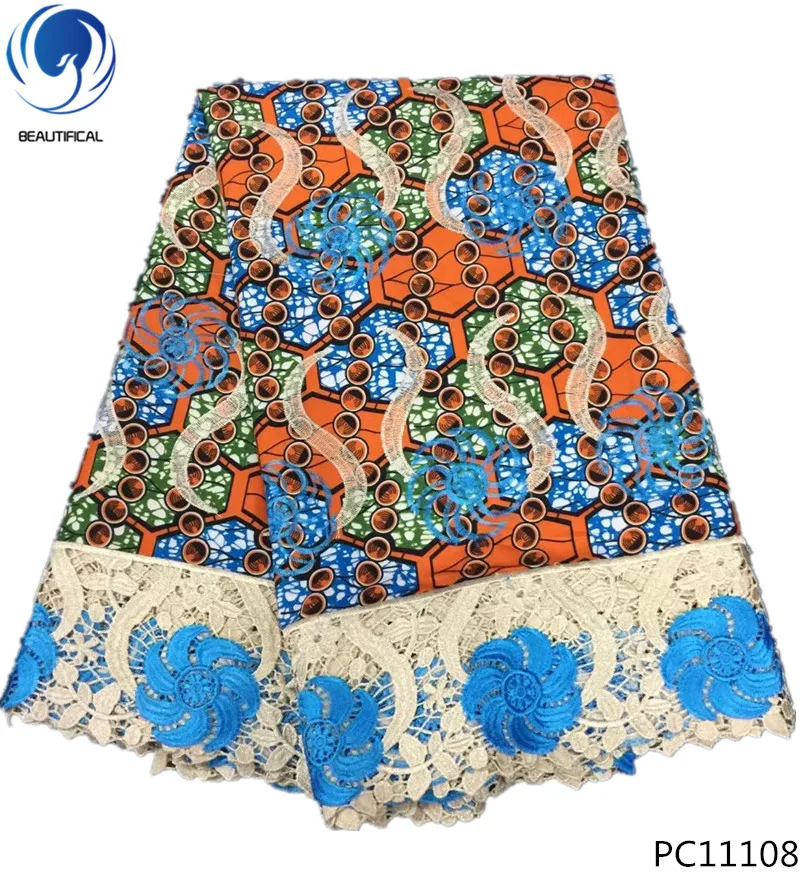 BEAUTIFICAL африканская Анкара восковая кружевная ткань печатная восковая ткань с вышивкой кружева Анкара воск PC111 - Цвет: PC11108