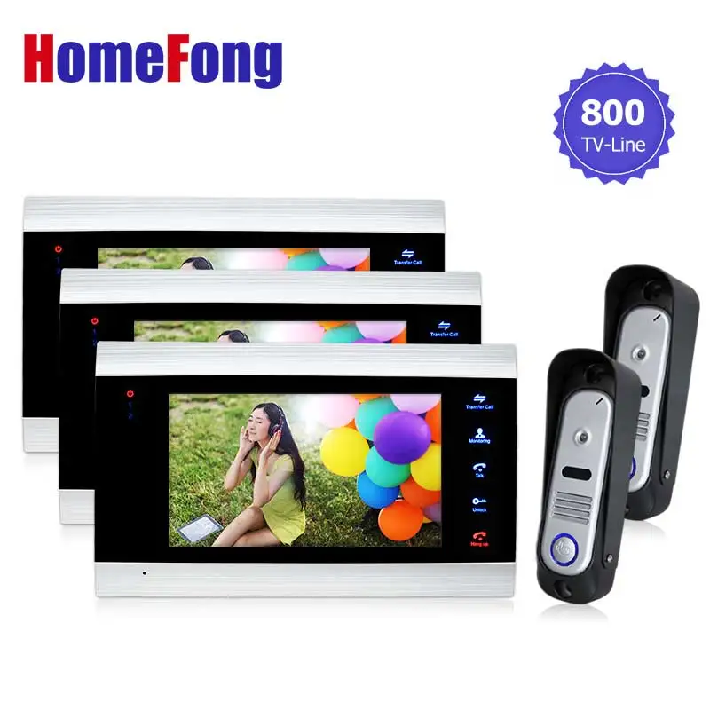 

Homefong Video Doorbell Intercom Door Phone System 7 Inch 2V3 SD Card Supported Door Entry Security System Doorphone Monitor
