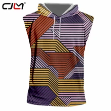 CJLM Новые поступления Человек Спорт капюшоном майка 3D полная красочные печатные полосы Для мужчин полиэстер жилет большой Размеры TankTop