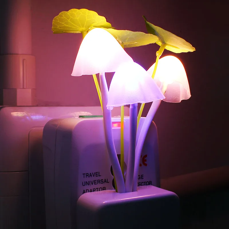 

Novelty US & EU Plug Night Light Induction Dream Mushroom Fungus LED Lamp 3 LEDs Mushroom Lamp led night lights Luminaria