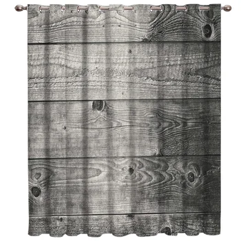 

Vintage Grey Wooden Board Window Treatments Curtains Valance Room Curtains Large Window Living Room Bathroom Kitchen Decor