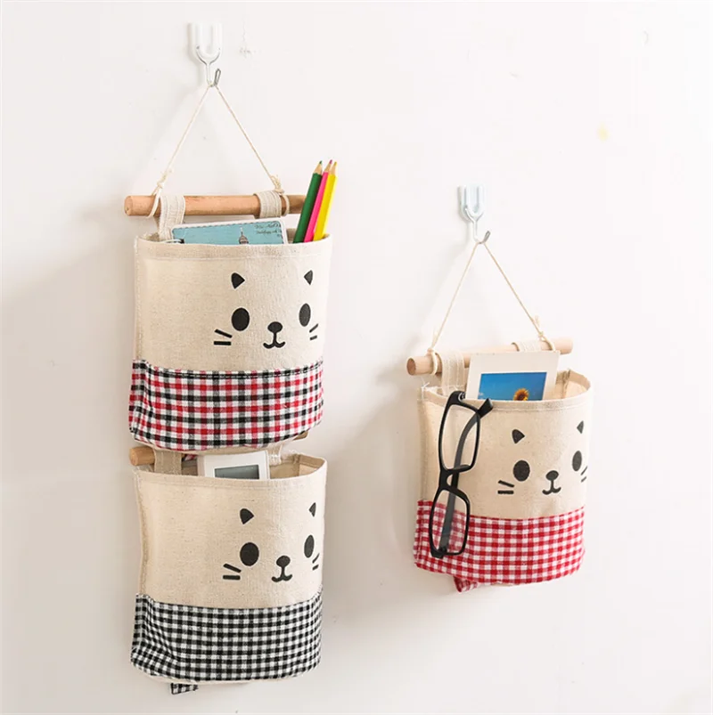 

Fabric Cotton/Linen Pocket Storage Wall Hanging Storage Bags Pockets Organizer For Cosmetics Storages Containers Storage Bags