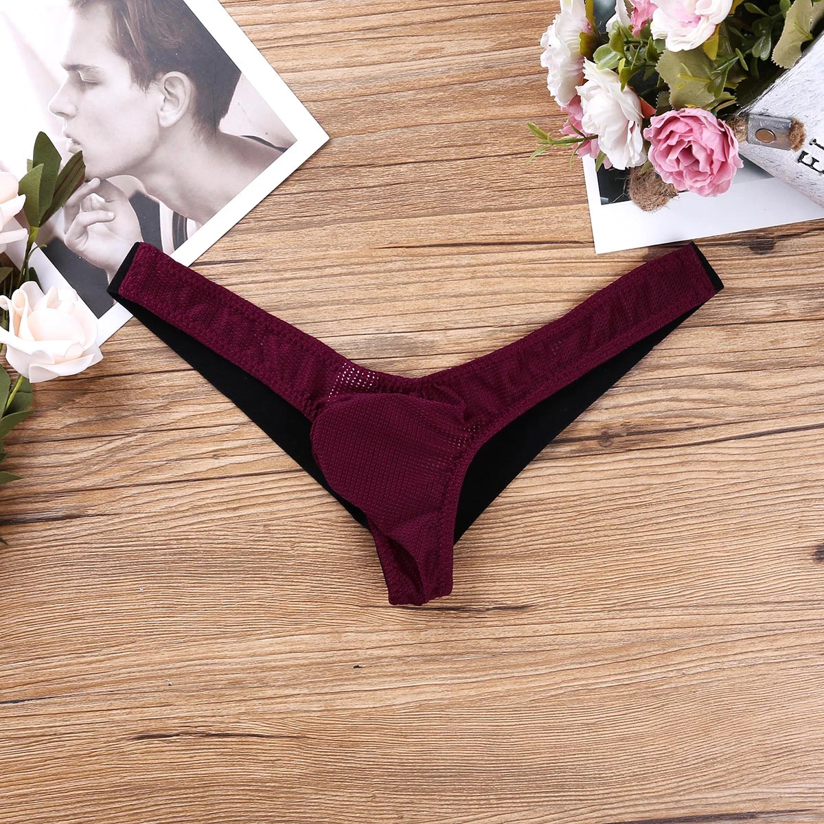 2 Pcs Men Underwear See-through Thongs G-String Underpants Bulge Pouch Brief