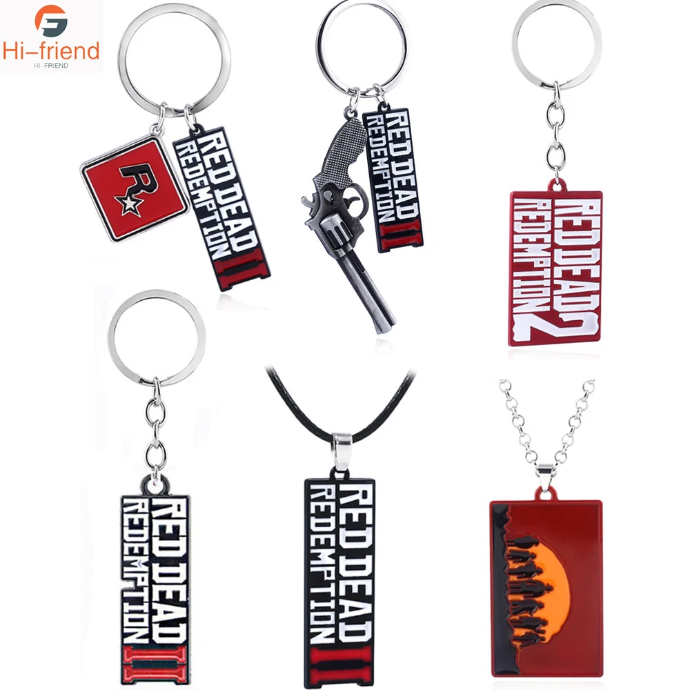 

GTA4 Game Red Dead Keychain Redemption 2 R Letter Logo Pendant Colorful Enamel metal Keyring Chaveiro Men jewelry souvenir gift