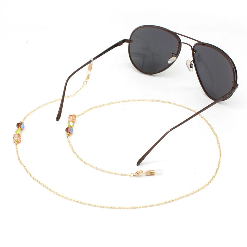 

Crystal Beads Gold Plated Link Chain Eyeglasses Chains for Reading Glasses Cord Sunglasses Strap Holder Neck Band Accessories