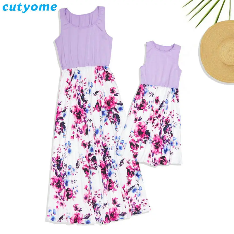 Summer Family Matching Outfits Mother and Daughter Dresses Patchwork Dress Kids Mom Daughter Floral Dress Matching Clothes 2018 Summer Family Matching Outfits Mother and Daughter Dresses Patchwork Dress Kids Mom Daughter Floral Dress Matching Clothes 2018