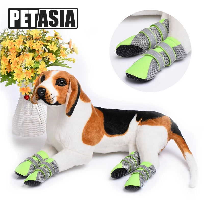 

Summer Pet Dog Shoes 4Pcs/Set Breathable Diving Fabrics Small Large Dog'S Boots Non-Slip Reflective For ChiHuaHua