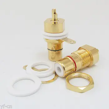 

1pair CMC Gold Plated Copper RCA Female Phono Jack Panel Mount Chassis Connector