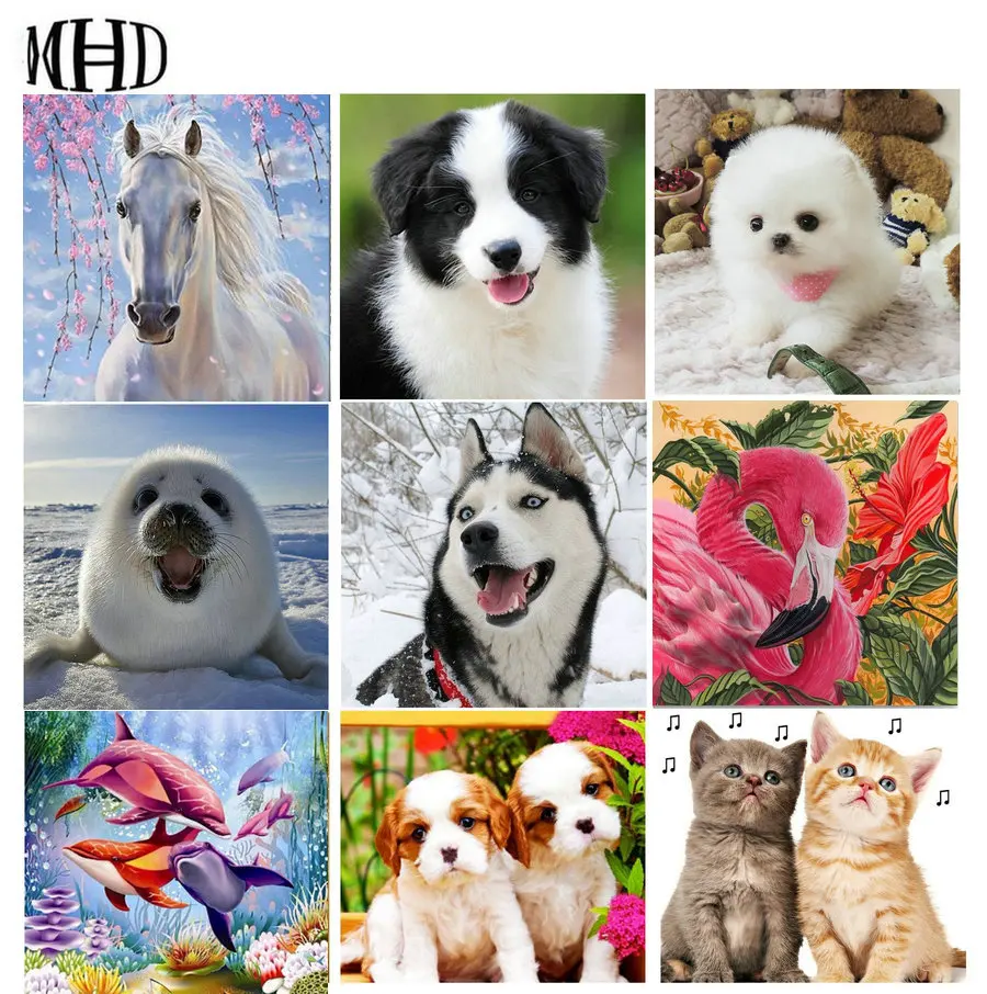 

Full Square & Round diy Animal Icons Diamond Painting Crystal Decoration Cat, Dog, Wolf, Lion, Diamond Embroidery Animal Mosaic