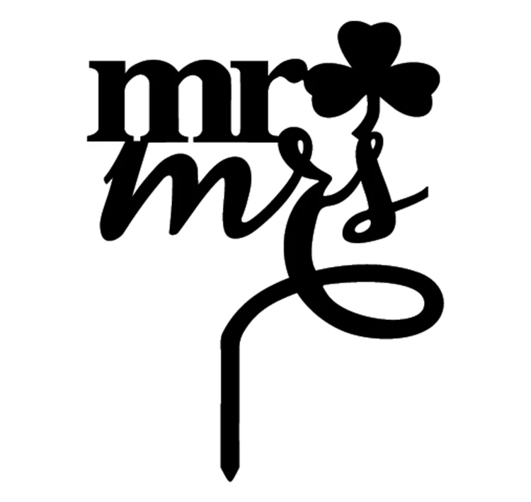 Mr Mrs акриловые флажки для торта сердце любовь кленовый лист клевер черный белый