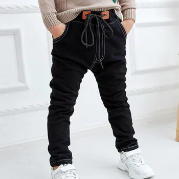 Baby boys jeans 1-7T kids spring warm pants infant winter casual velvet trousers children denim trousers boys black jeans pants 4