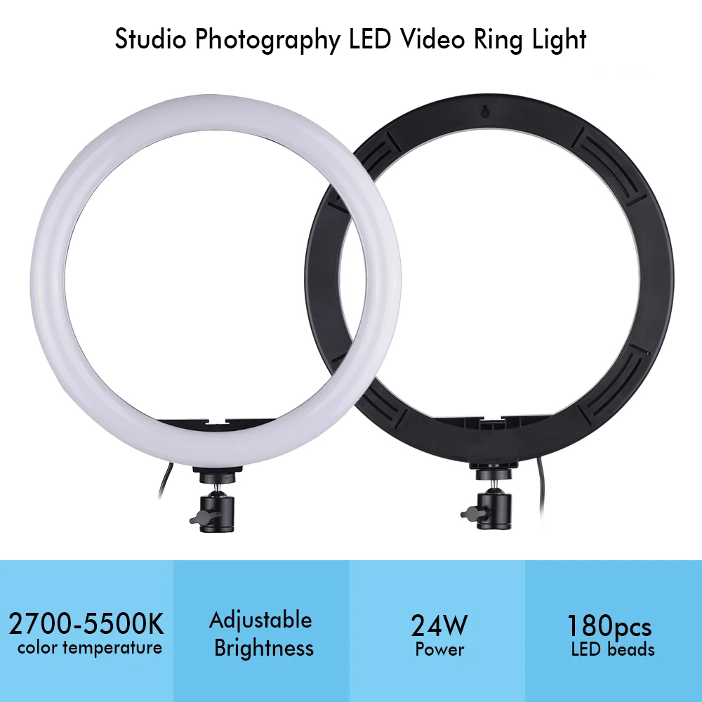 30cm/12" Outer Photography LED Selfie Ring Light lamp 2700-5500K Dimmable With Phone Holder For Makeup Video Live Studio Light
