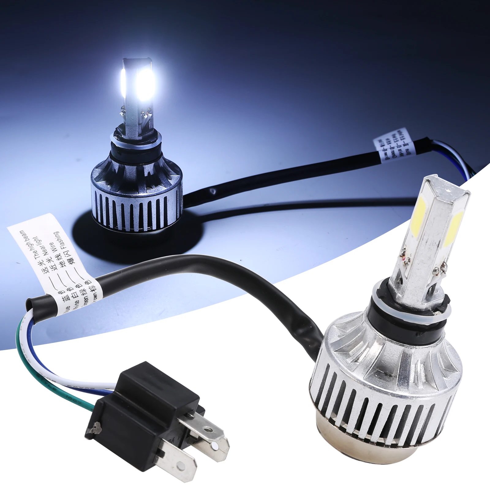 Moto Headlight H4 BA20D 40W LED Hi Lo Beam Motorcycle Headlamp Front Light font b Lamp