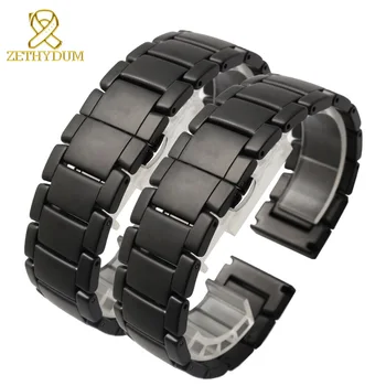 

matte Ceramic bracelet watchband 22mm Grind arenaceous watch strap white black Butterfly buckle band POLISHED belt not fade