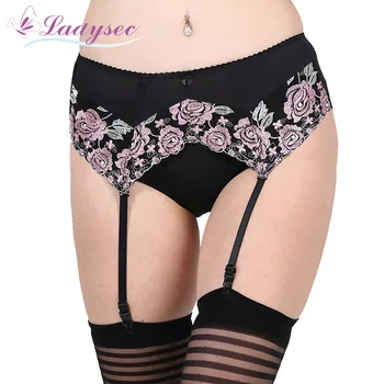 

Women Floral Lace Garter Belts For Stockings Sexy Wedding Lingeries Embroidery Suspender Belt For Stocking Metal Buckles