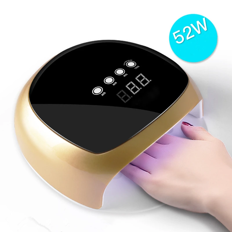 

52W LED UV Lamp Nail Dryer Auto Sensing Fast Drying Curing All Gel Nail Polish Manicure With Bottom 30s/60s/90s/120s Timer Set