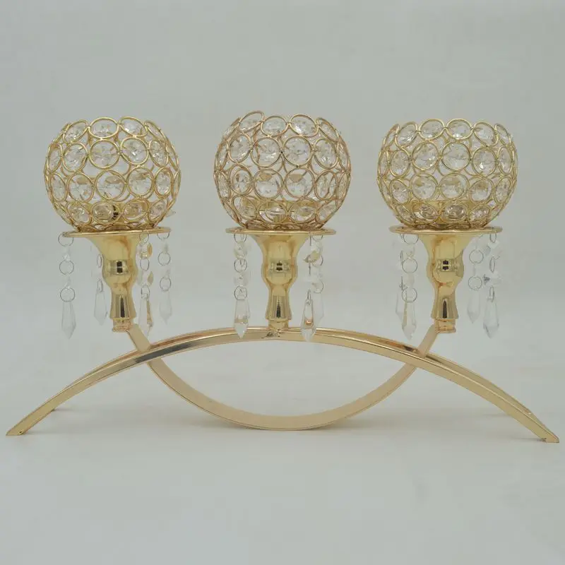 

Gold Crystal Candelabra Centerpieces For Wedding Decoration Christmas Candlestick Tealight Holder