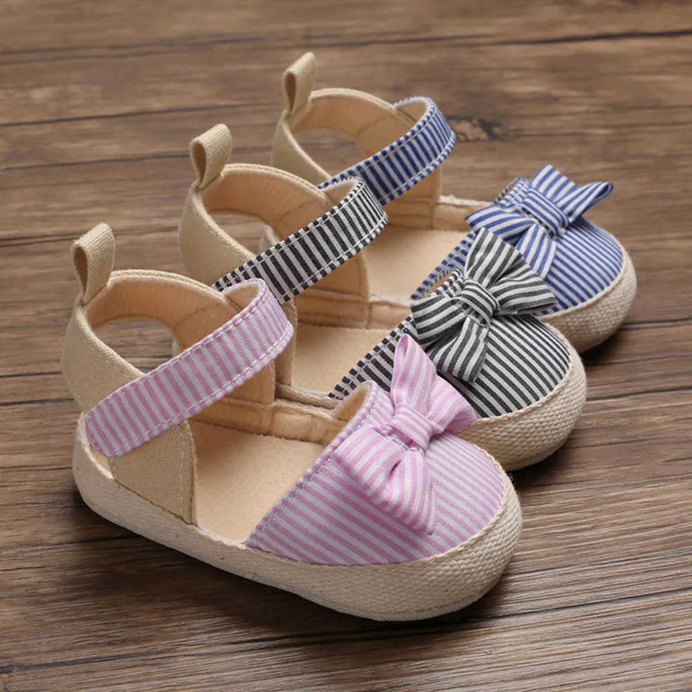 2019 Summer Newborn Bowknot Decor Shoes Soft Sole Shoes First Walkers Sandals 0-18M Girl Beach Sandals