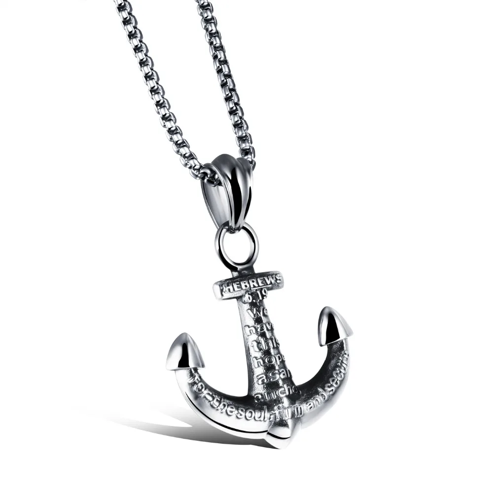 Starbeauty Carved Anchor Necklace Men 316L Titanium Steel 55cm Chain