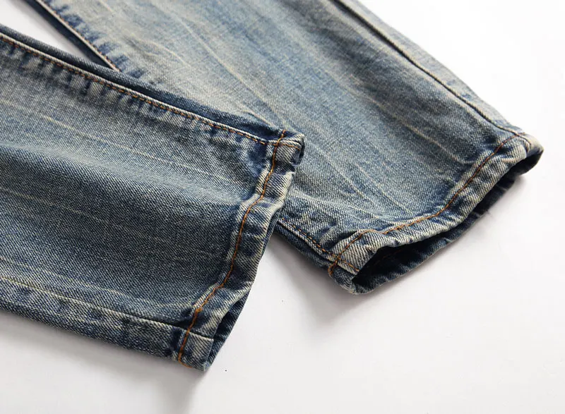 Классический Slim Fit Прямые джинсы Для мужчин 2018 бренд мыть хлопок джинсовые брюки Для мужчин s Повседневное Ретро прямой крой брючин Модные