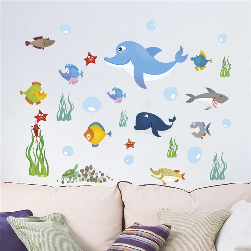 underwater sea fish animals bubble wall sticker window bathroom decor
