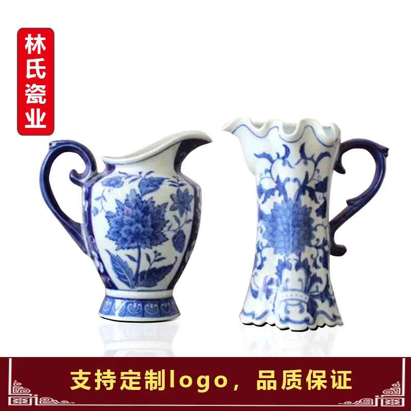 

Jingdezhen Ceramic New Chinese Blue-and-White Patterned Arrangement Belt Two-piece Set for Flower Porcelain Vases and Flowers