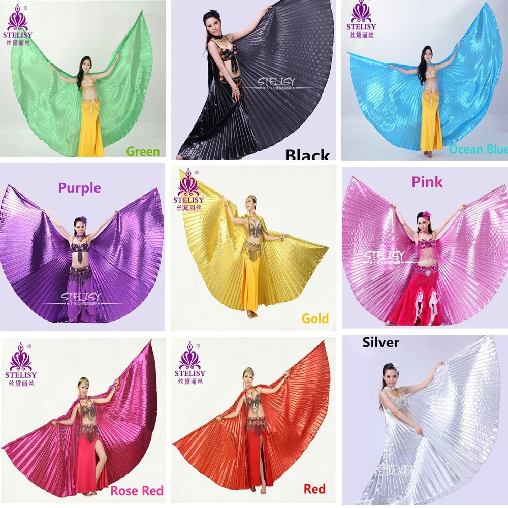 

2019 Hot Belly Dance Costumes Wings Adult Bellydance Costume Women Bollywood Belly Dancing Oriental Wings 11 Colors with Sticks