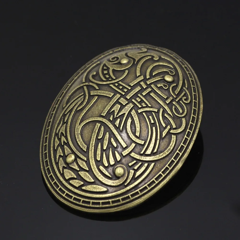 Viking Were wolf Carved Rune Ethnic Peace Brooch Totem Badge gold silver Cosplay Corsage Brooches Jewelry for women