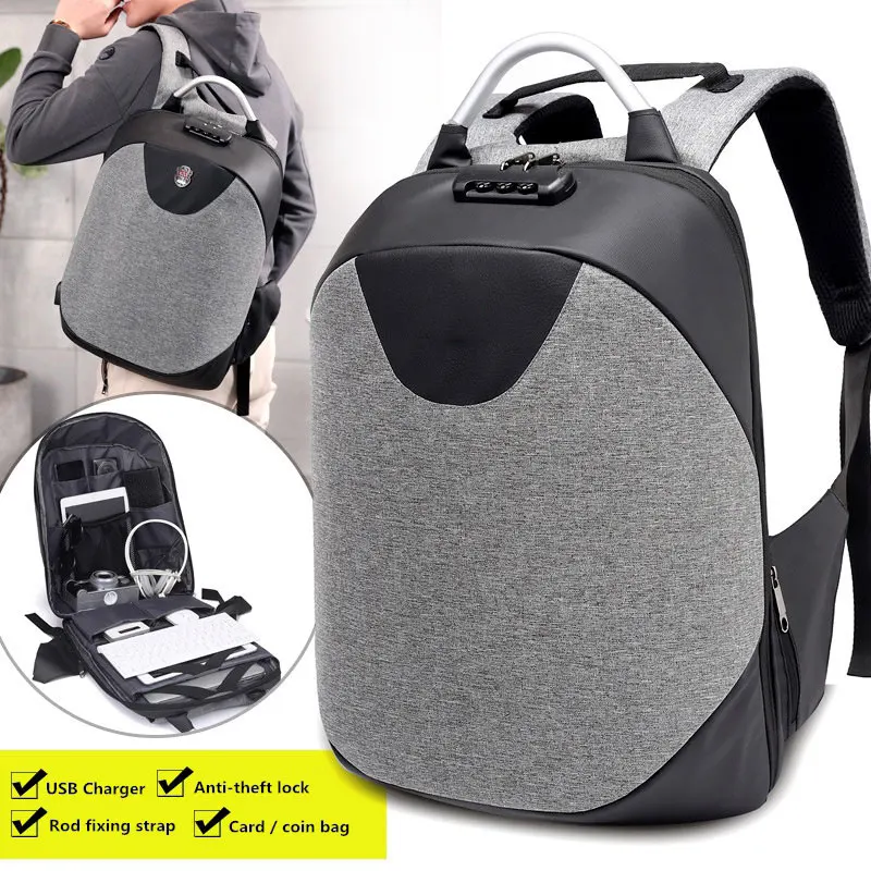 

Multifunction USB Charging Backpack 13-15.6 Inch Laptop Backpacks Coded Lock Shockproof Anti Theft Leisure Travel Notebook Bag