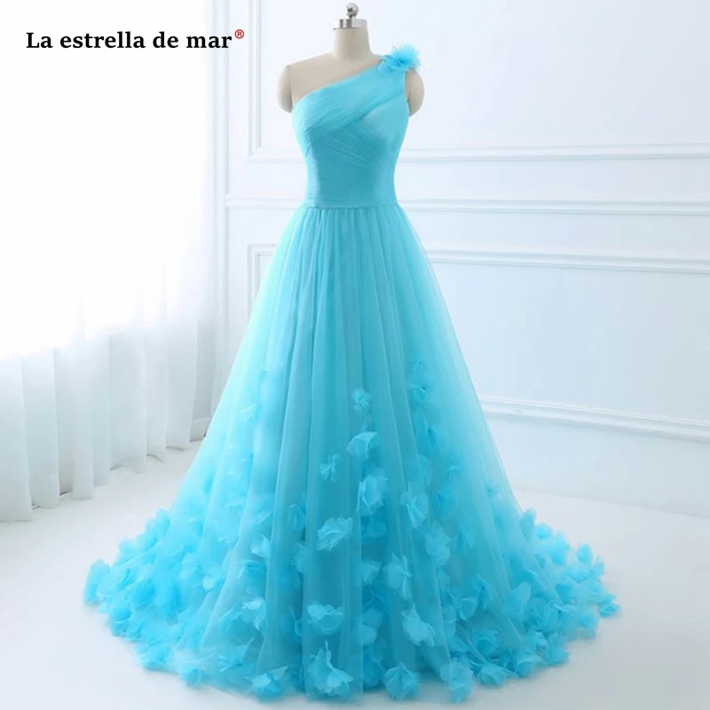 Robe demoiselle d'honneur2021 Новое Тюлевое платье подружки невесты с цветами и одним плечом