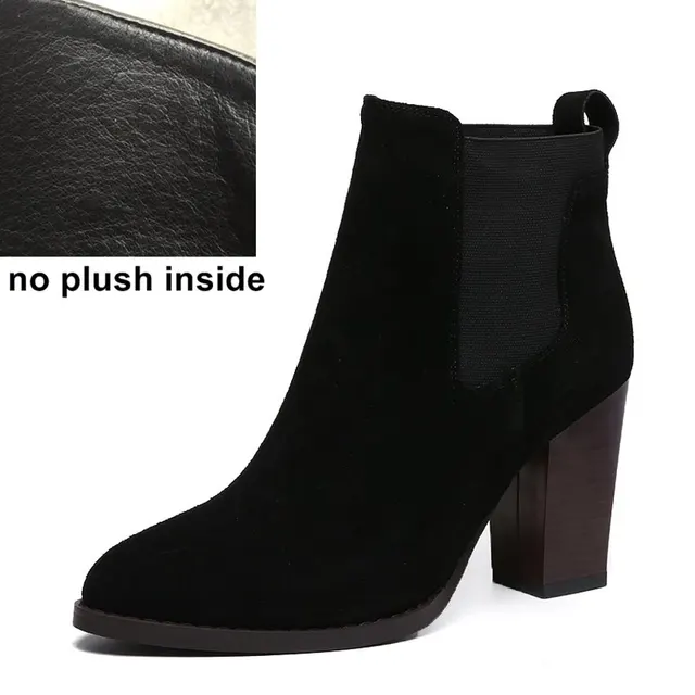 ALLBITEFO Factory on sale thick heel genuine leather Patchwork short