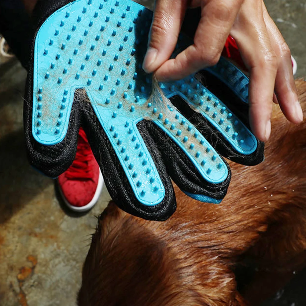 Силиконовая рукавица для кошек уход за собакой собака волосы Deshedding Щетка гребень перчатка для домашних животных собака палец Чистка Массажная перчатка для домашних животных
