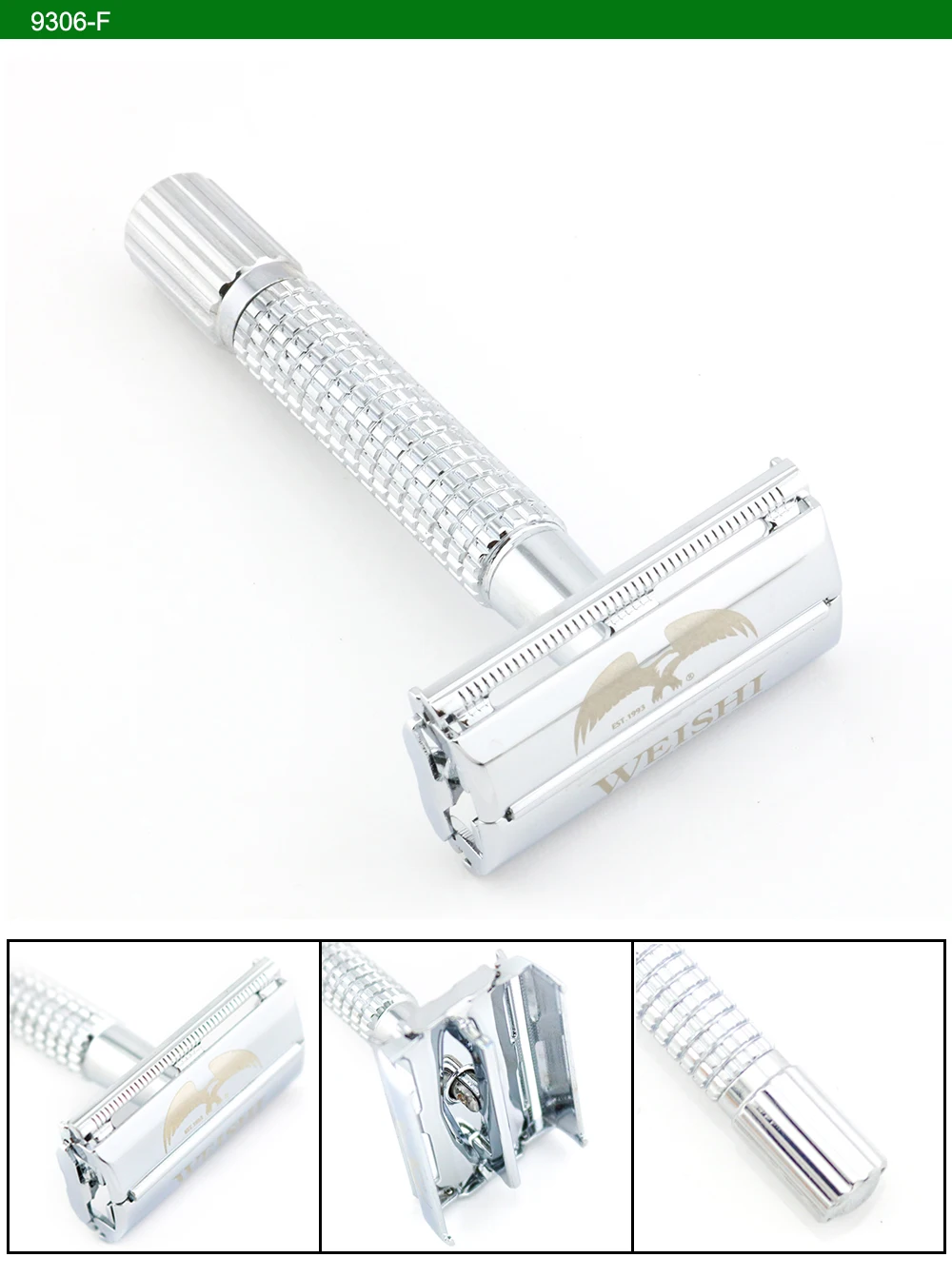 Borboleta de Metal Fosco de Alta Cor de Bronze Safety Razor Double Edge Navalha Weishi Prateado 9306 f 9306 c 9306 i Arma Preto Qualidade Novo 22 de metal 9306-f prateado 9306-c arma cor